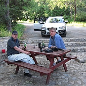 Leif and Roger take a rest at our house at Neals Lodge